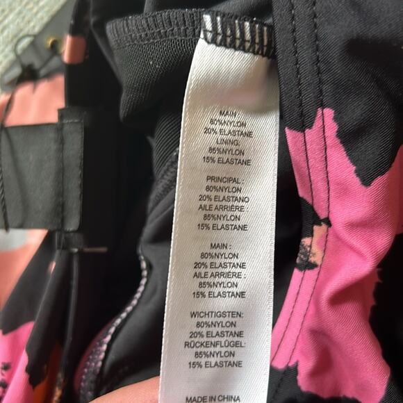 NWT City Chic Izzy black floral Print 1 Piece middle cut out monokini Swimsuit - Picture 14 of 16